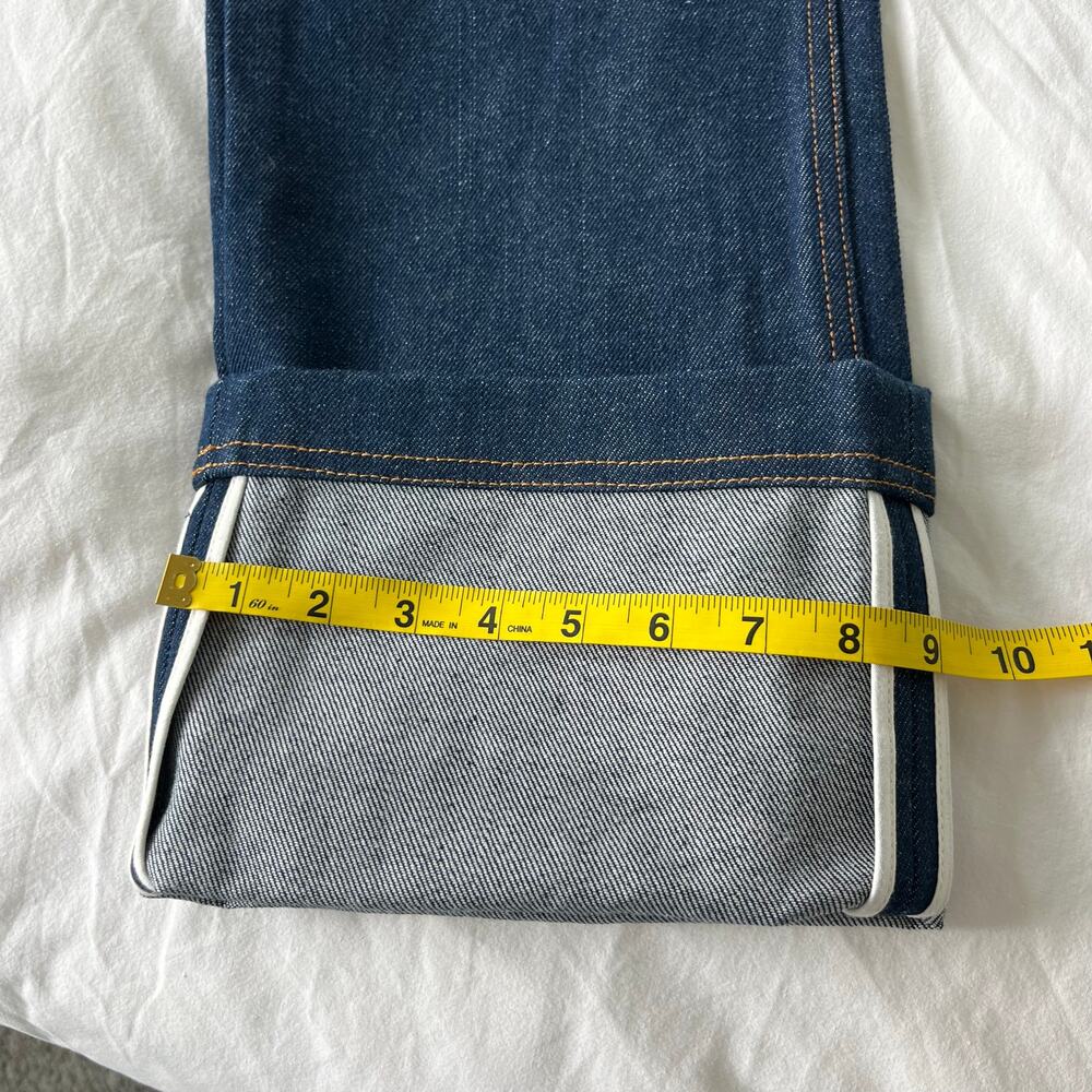 Brandon Maxwell Bella Cuffed Denim Mount Vernon Jeans in Rigid Wash, Size 27 - Picture 8 of 13